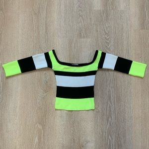 NEON YELLOW STRIPED CROP TOP
